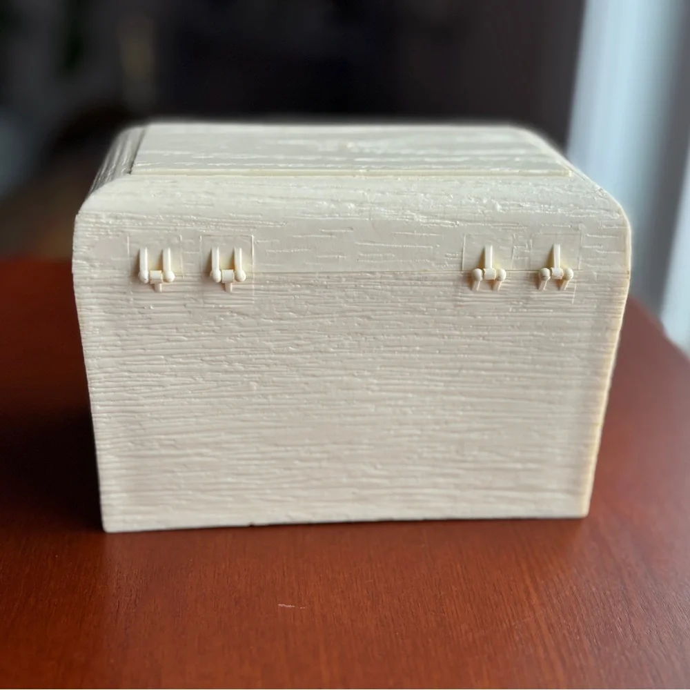 Lerner Melwood Recipe Box Floral Faux Wood Cream 1970s Vintage